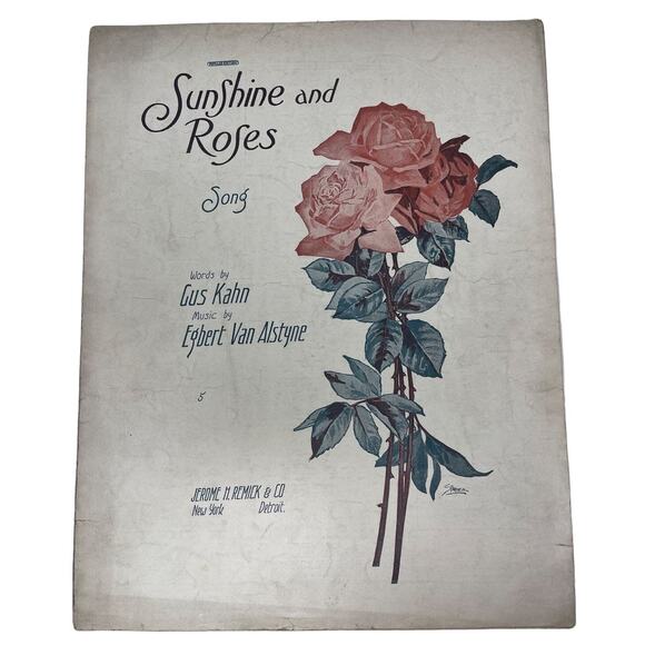1913 Sunshine and Roses Sheet Music Egbert Van Alstyne Gus Kahn - Picture 1 of 11